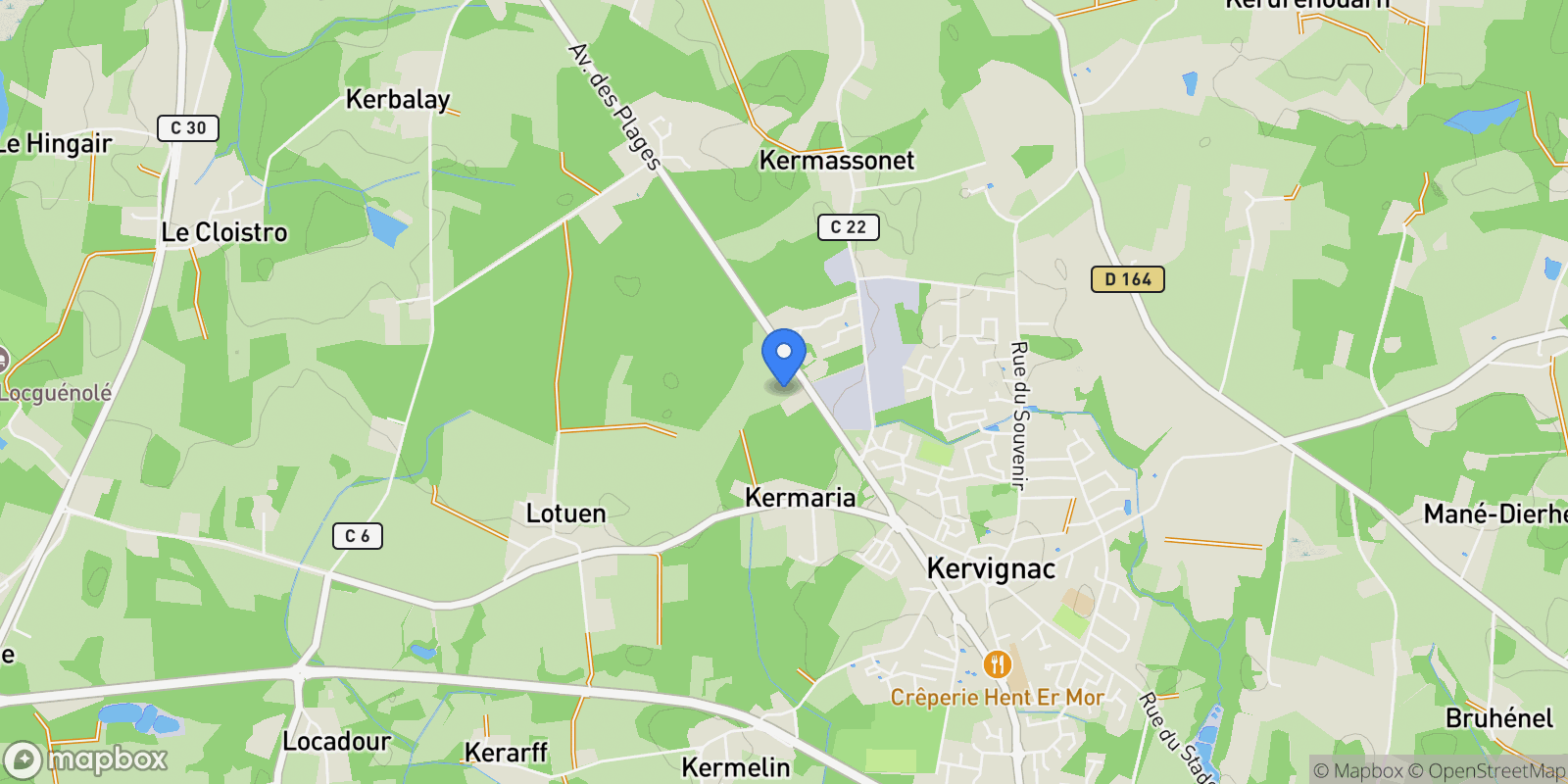Map showing Kervignac, Brittany, France.