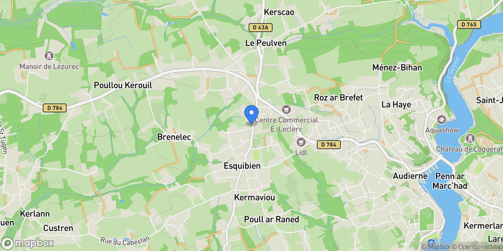 Map showing Audierne, Brittany, France.