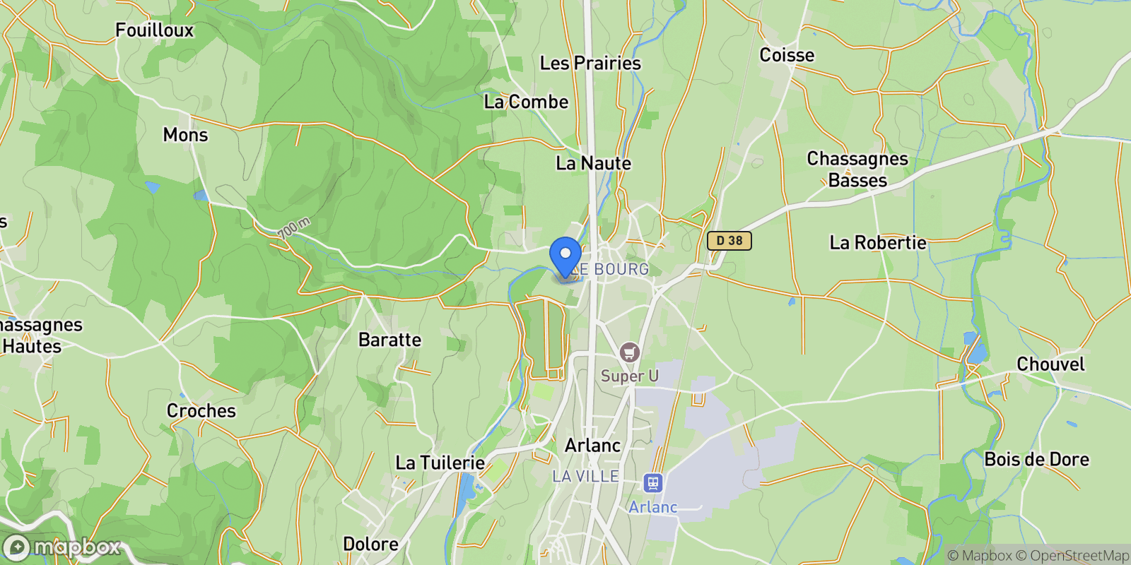 Map showing Arlanc, Auvergne-Rhône-Alpes, France.