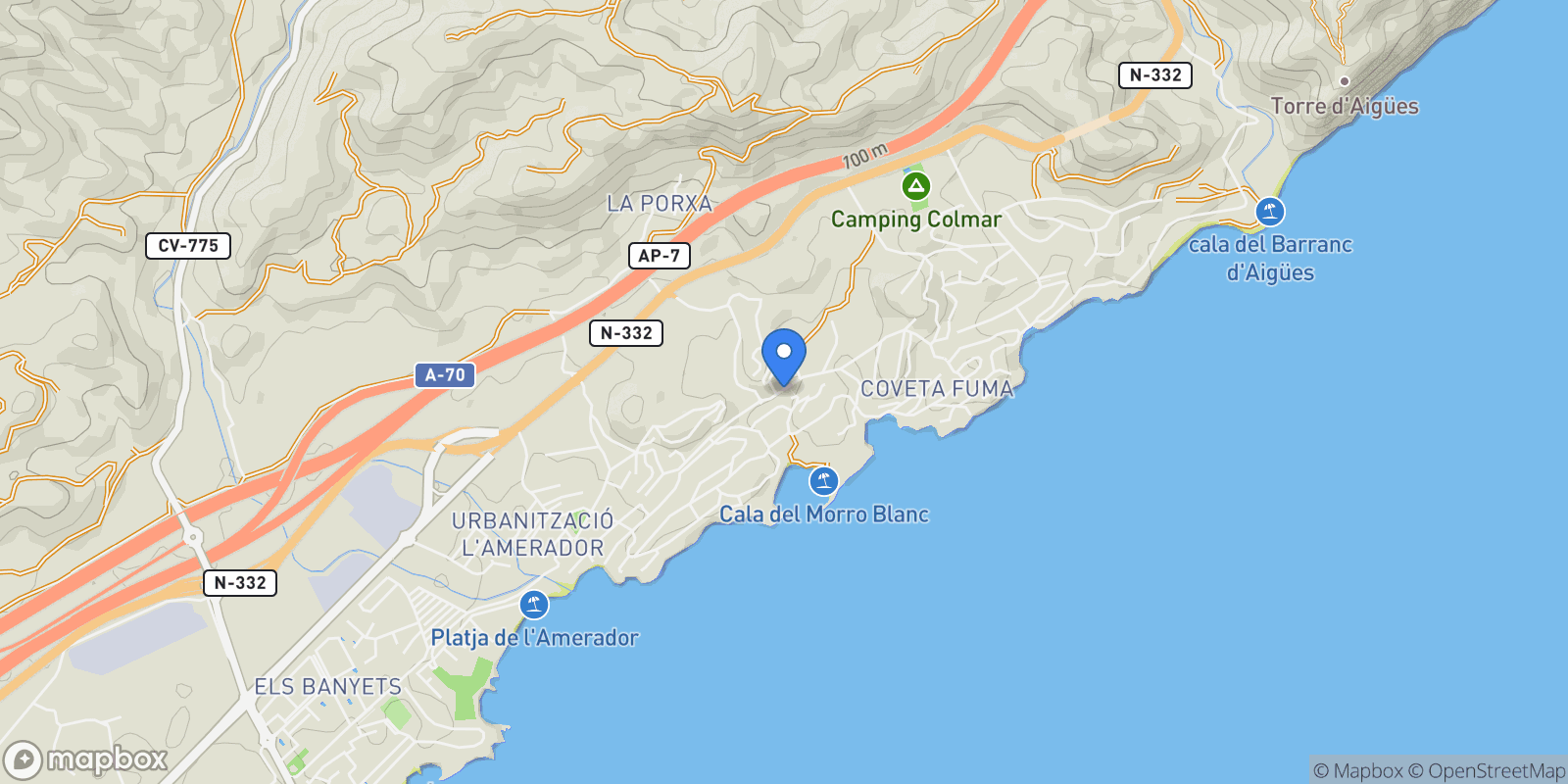 Map showing 03560, Alicante, Spain, el Campello, Valencian Community, Spain.