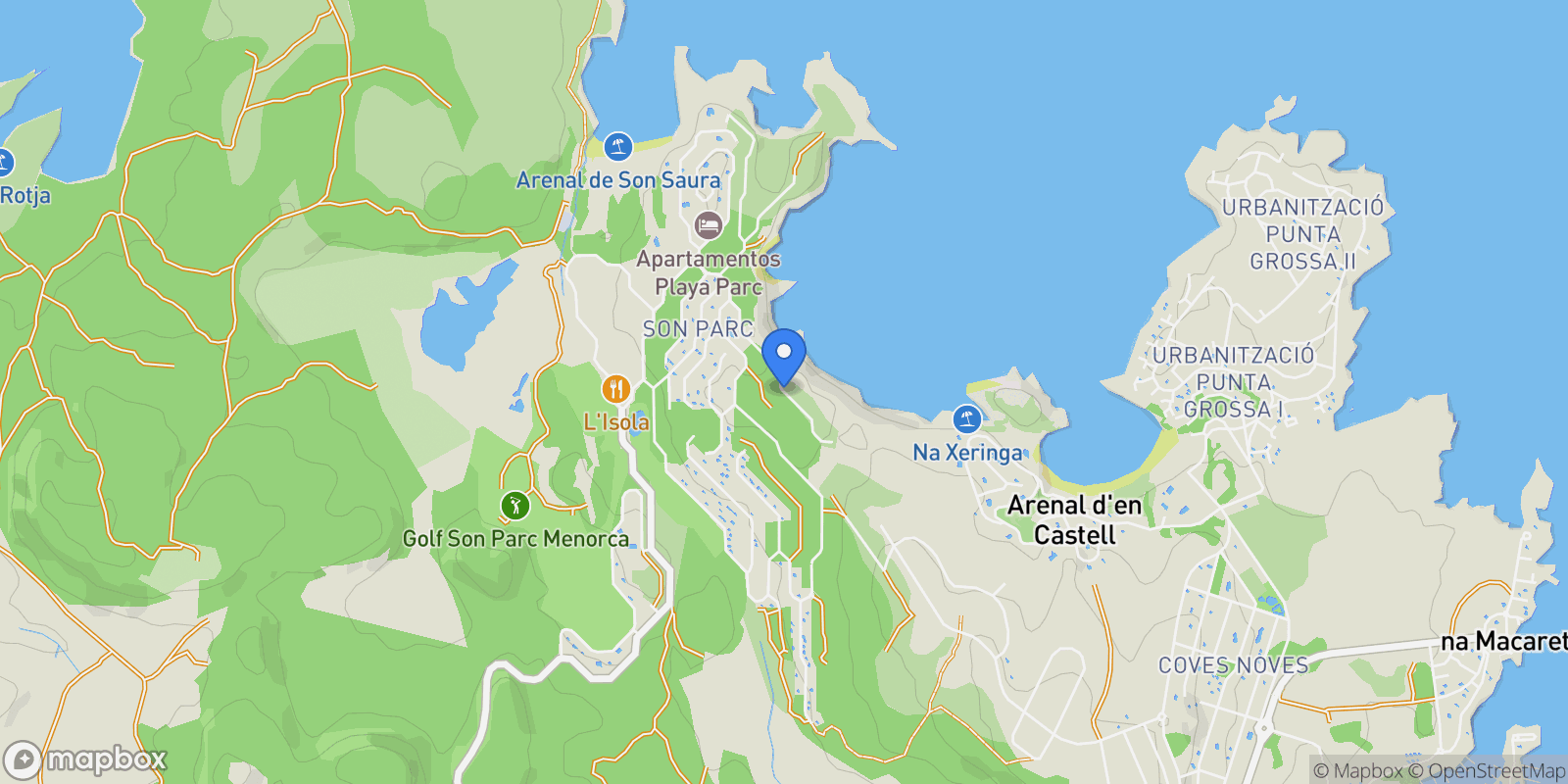 Map showing Son parc, Mercadal, BALEARES, Mercadal, es Mercadal, Balearic Islands, Spain.