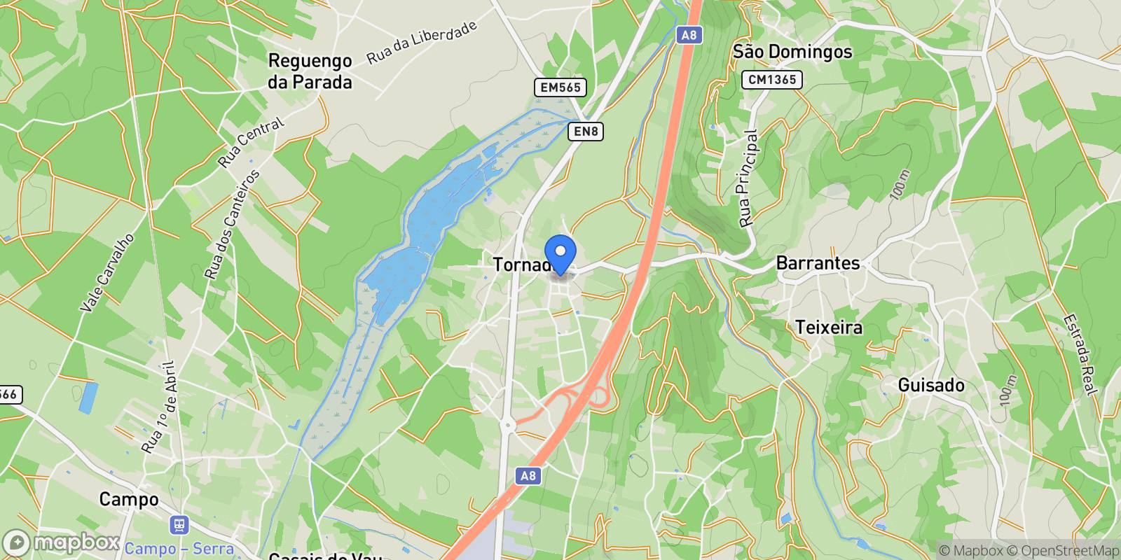 Map showing Tornada, Leiria, Tornada e Salir do Porto, Leiria District, Portugal.