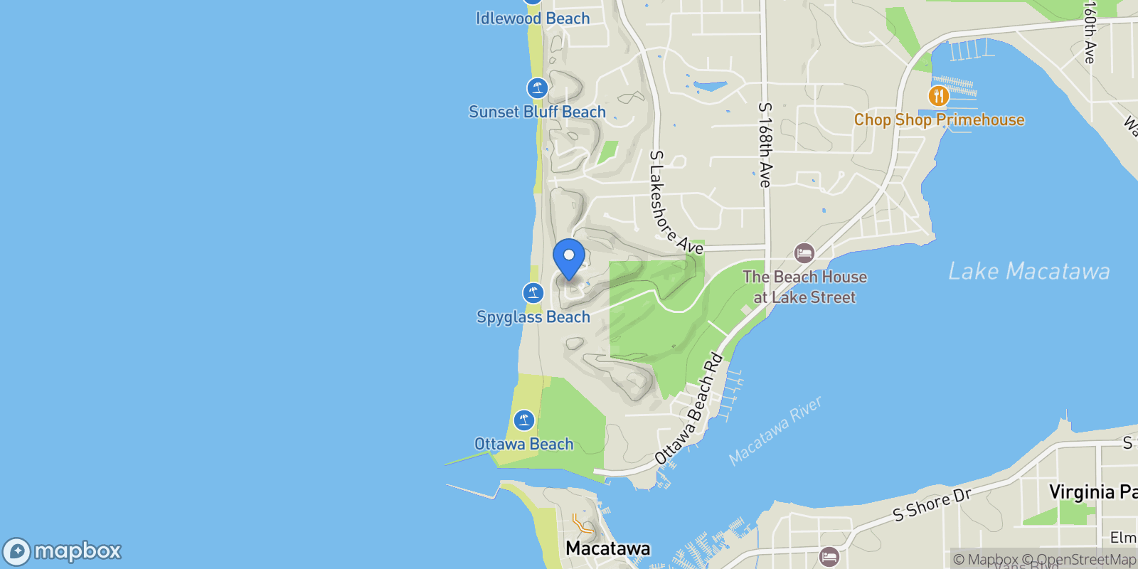 Map showing 741 Spyglass Hill, Holland, MI 49424, West Olive, Michigan, United States.