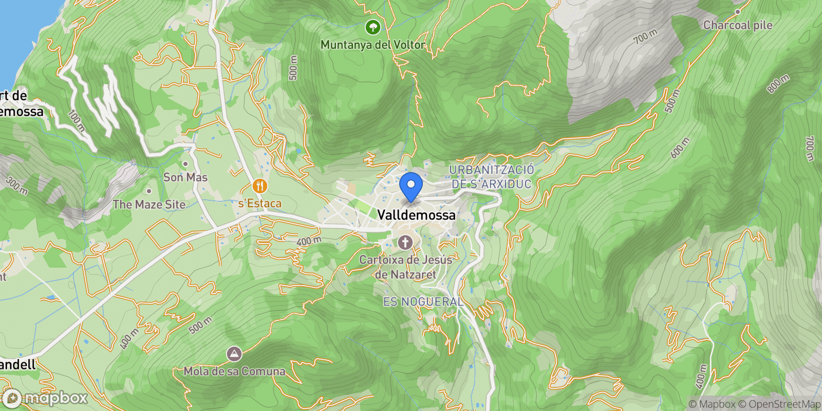 Map showing Valldemossa, Balearic Islands, Valldemossa, Balearic Islands, Spain.
