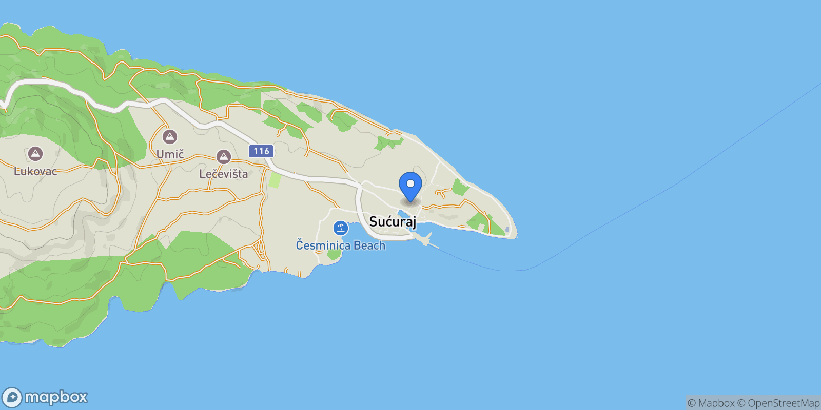 Map showing Sućuraj, Croatia, Sucuraj, Split-Dalmatia County, Croatia.