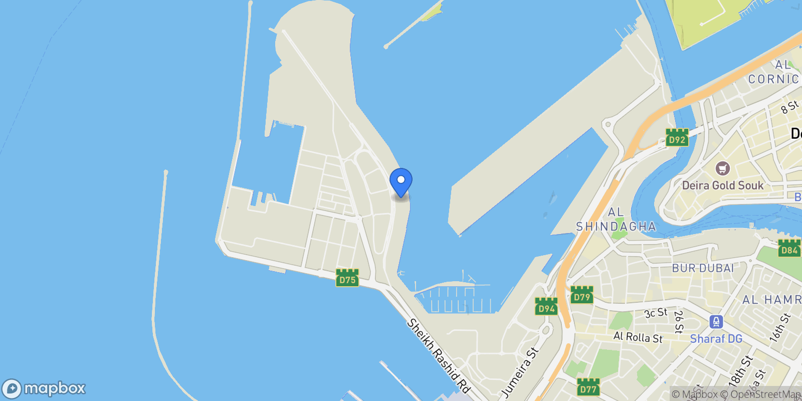 Map showing The Pier, Maritime City, Dubai, Dubai, United Arab Emirates.