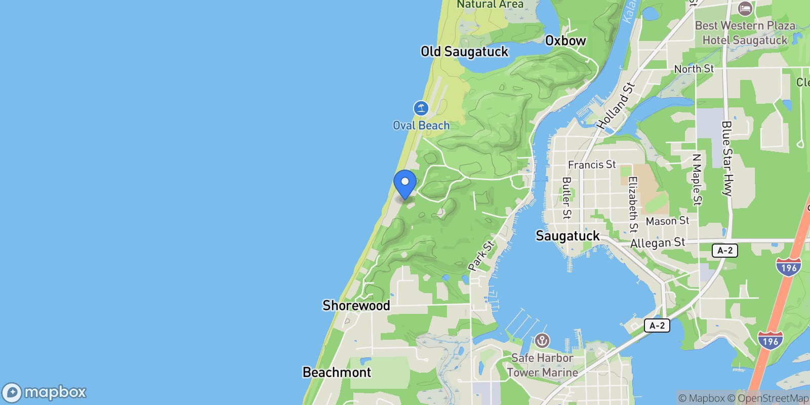 Map showing 225 Dunegrass Ridge Drive, Saugatuck, MI 49453, Fennville, Michigan, United States.