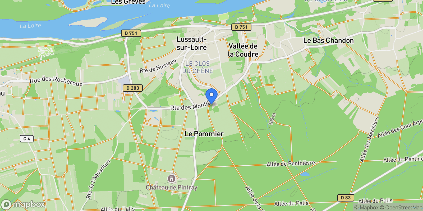 Map showing Lussault-sur-Loire, Centre-Val de Loire, France.