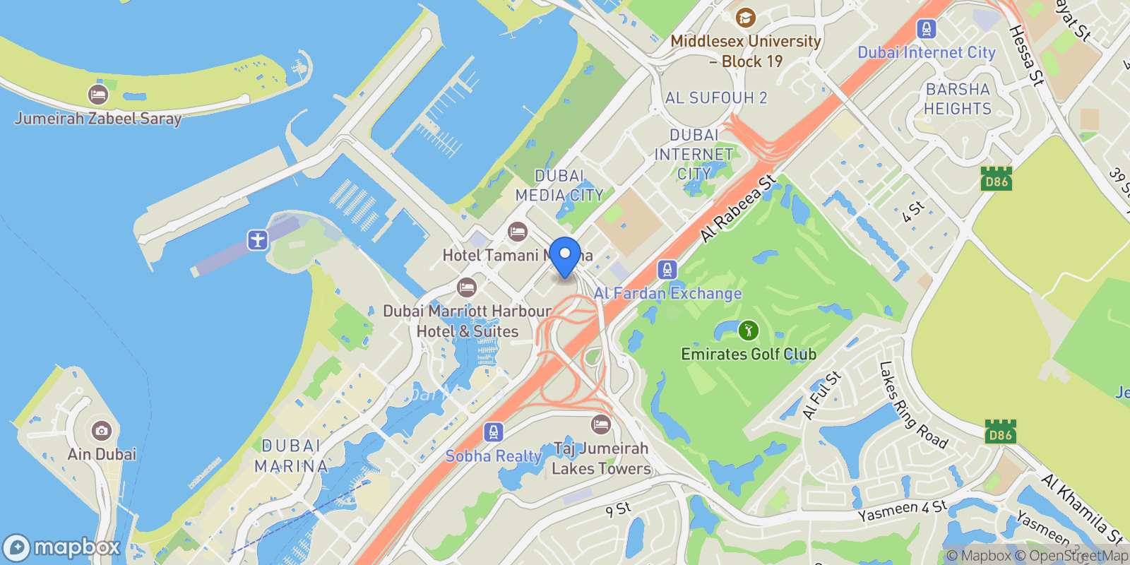 Map showing Franck Muller Vanguard, Dubai Marina, Dubai, Dubai, United Arab Emirates.