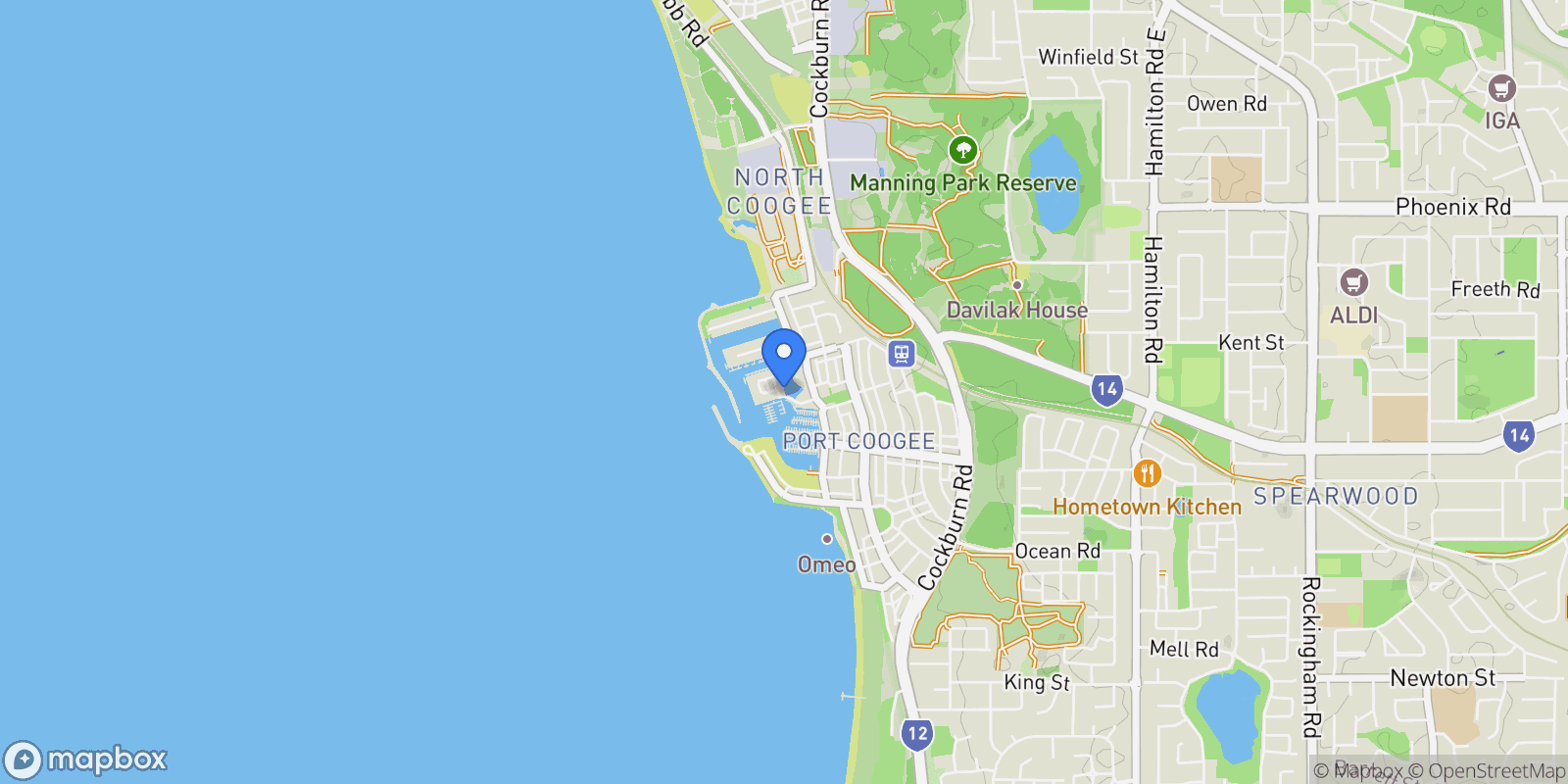 Map showing 12 Maraboo Loop, North Coogee WA 6163, Australia, North Coogee, Western Australia, Australia.