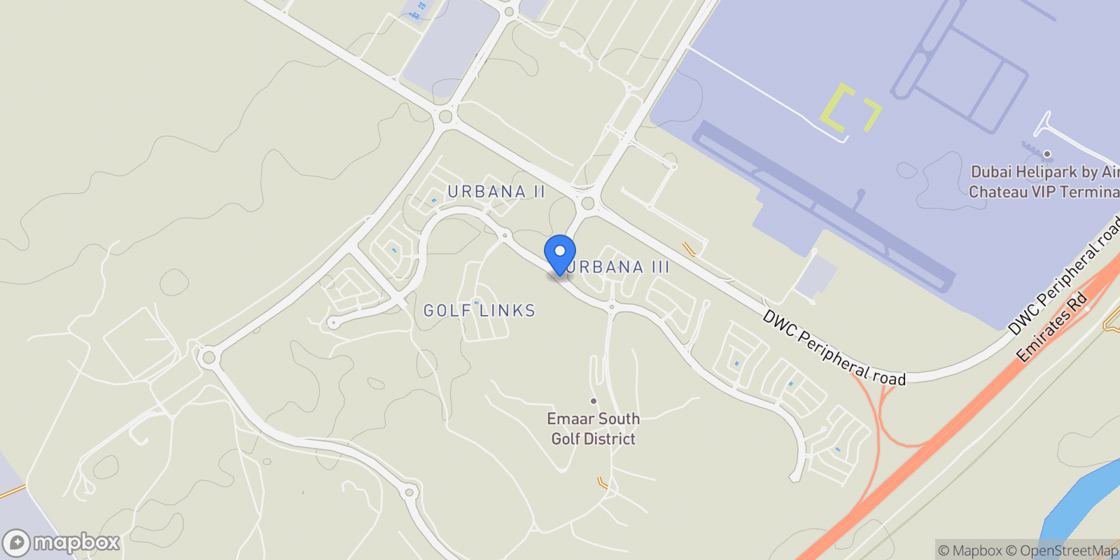 Map showing EMAAR South, Dubai South (Dubai World Central), Dubai, Dubai, United Arab Emirates.