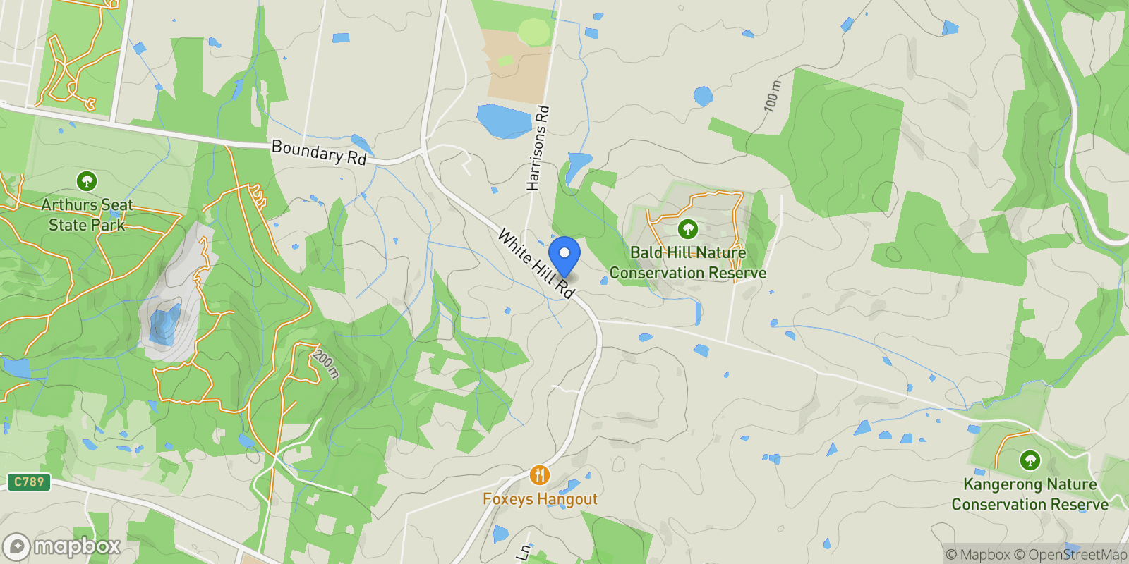 Map showing 675 White Hill Rd, Red Hill VIC 3937, Australia, Red Hill, Victoria, Australia.