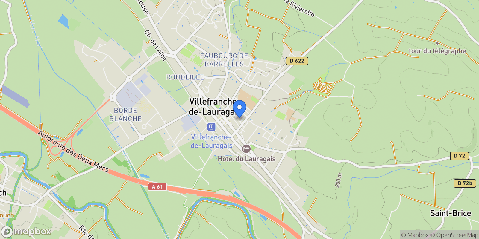 Map showing Villefranche-de-Lauragais, Occitanie, France.
