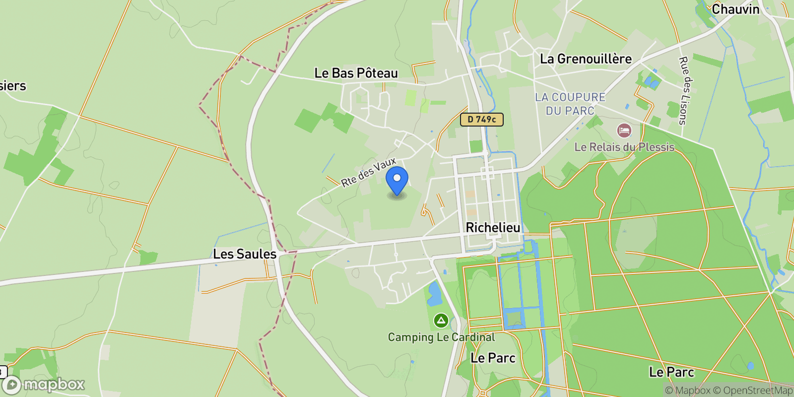 Map showing Faye-la-Vineuse, Centre-Val de Loire, France.