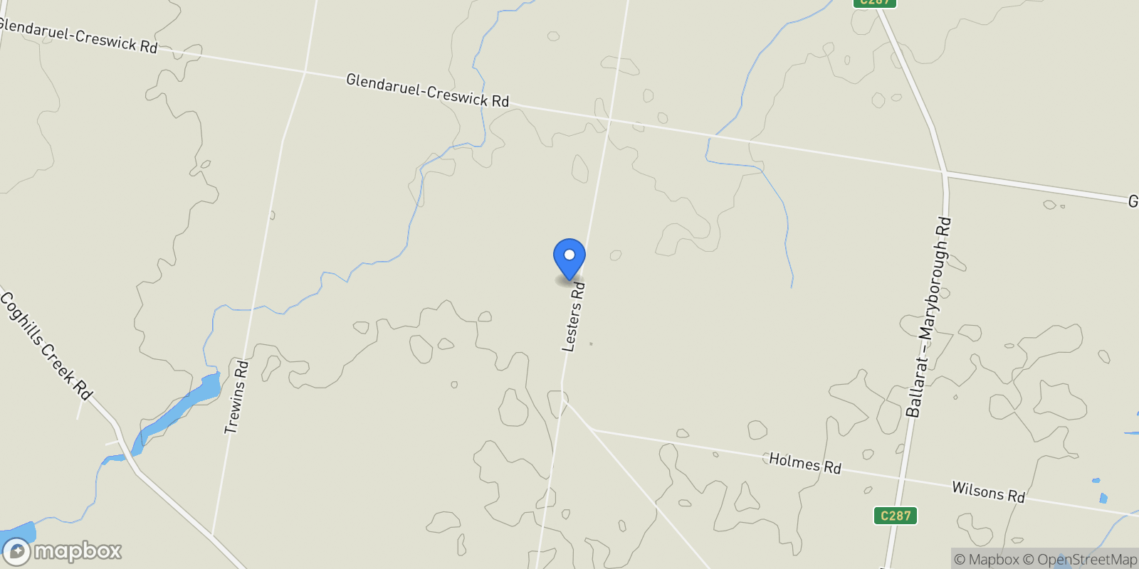 Map showing Burnside, 395 Lesters Rd, Ascot VIC 3364, Australia, Ascot, Victoria, Australia.