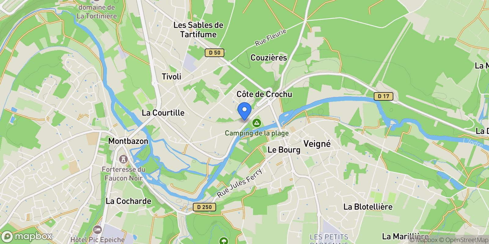Map showing Veigné, Centre-Val de Loire, France.