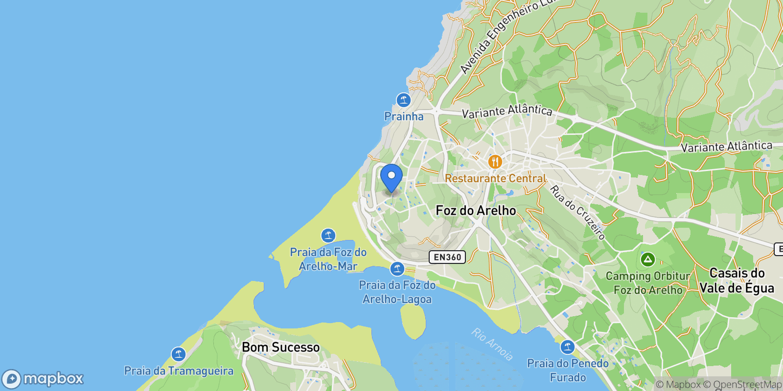 Map showing Foz do Arelho, Leiria District, Portugal.