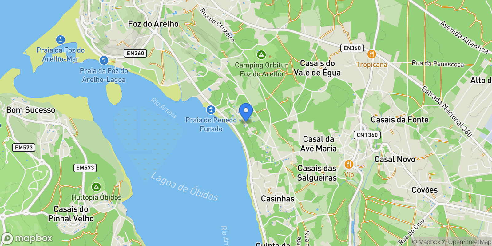 Map showing Rua dos Reivais, 2500 Foz do Arelho, Portugal, Foz do Arelho, Leiria District, Portugal.