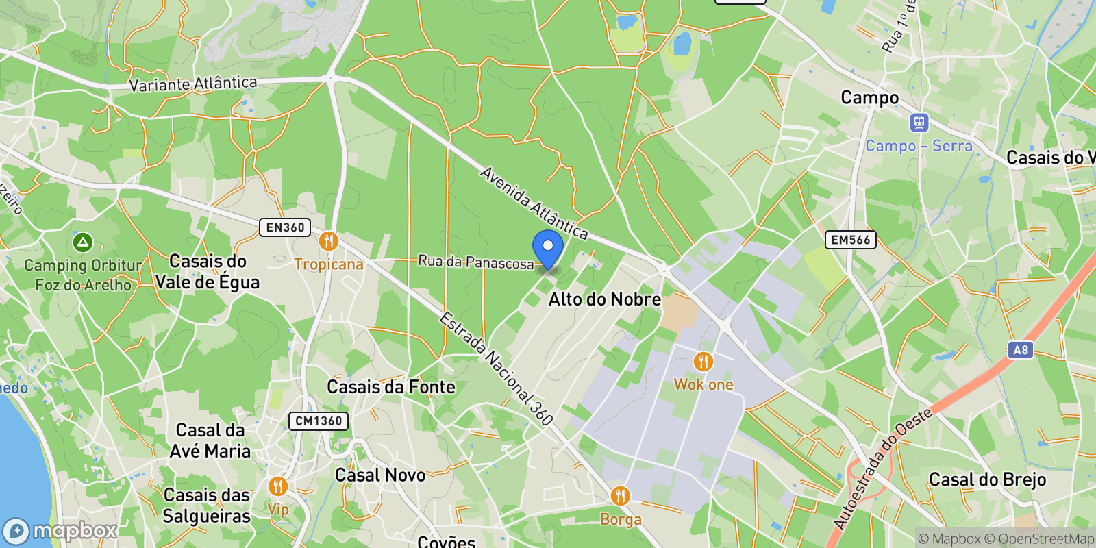 Map showing Nadadouro, Leiria District, Portugal.