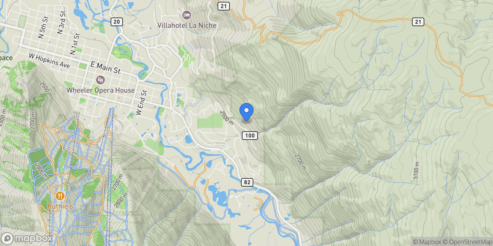 Map showing 663 Mountain Laurel Drive, Aspen, Colorado, United States.
