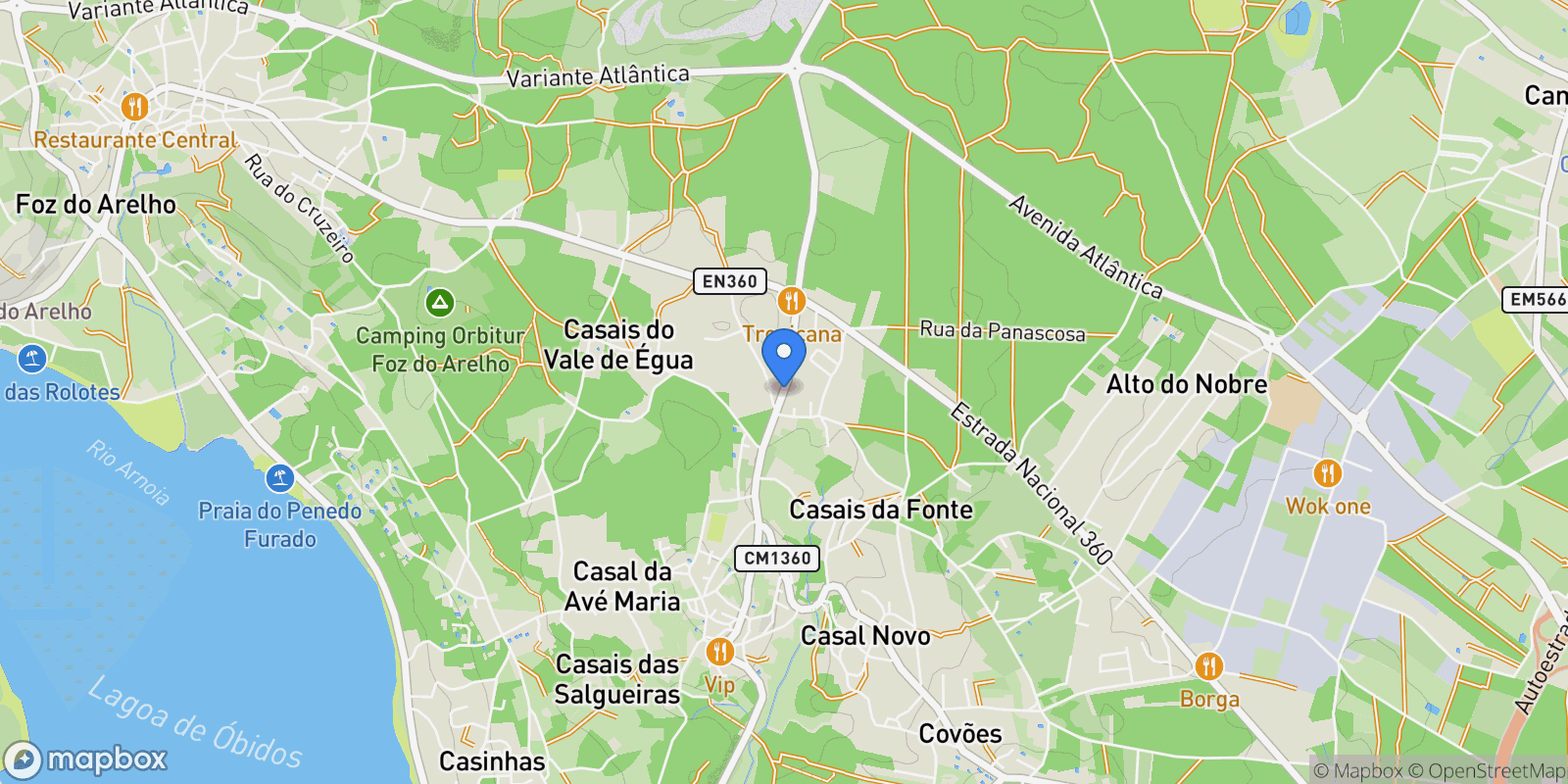 Map showing Nadadouro, Leiria District, Portugal.