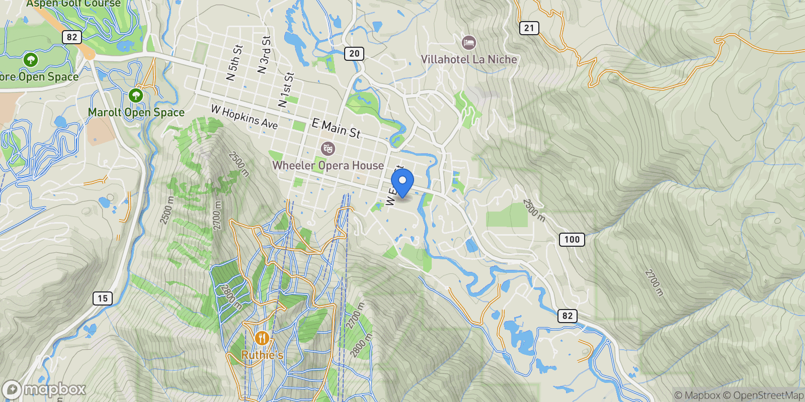 Map showing 927 E Durant Avenue 3, Aspen, Colorado, United States.