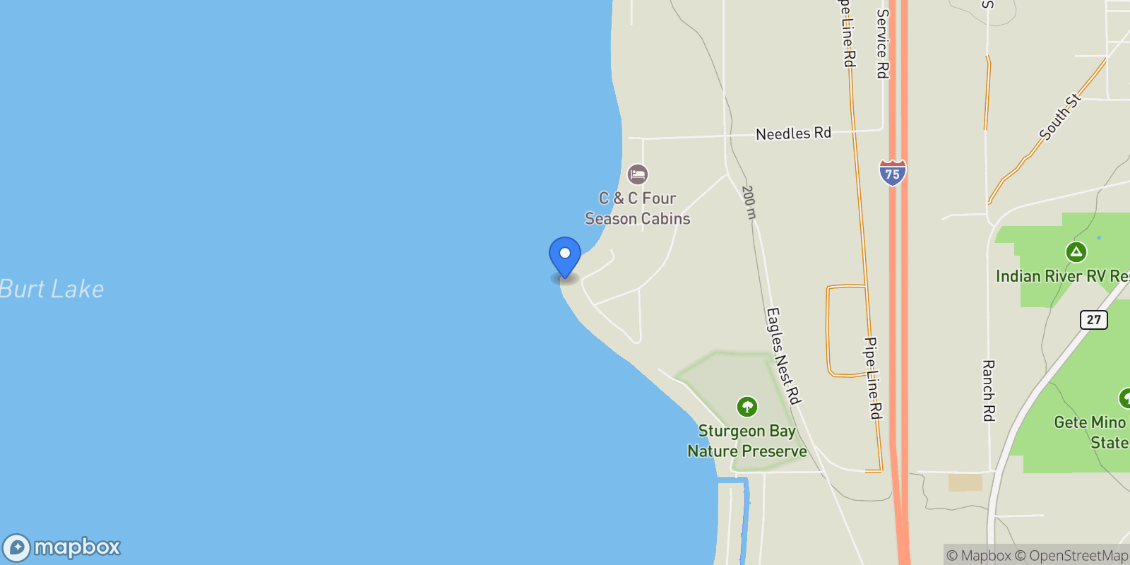 Map showing 569 Cedar Drive, Indian River, MI 49749, Indian River, Michigan, United States.