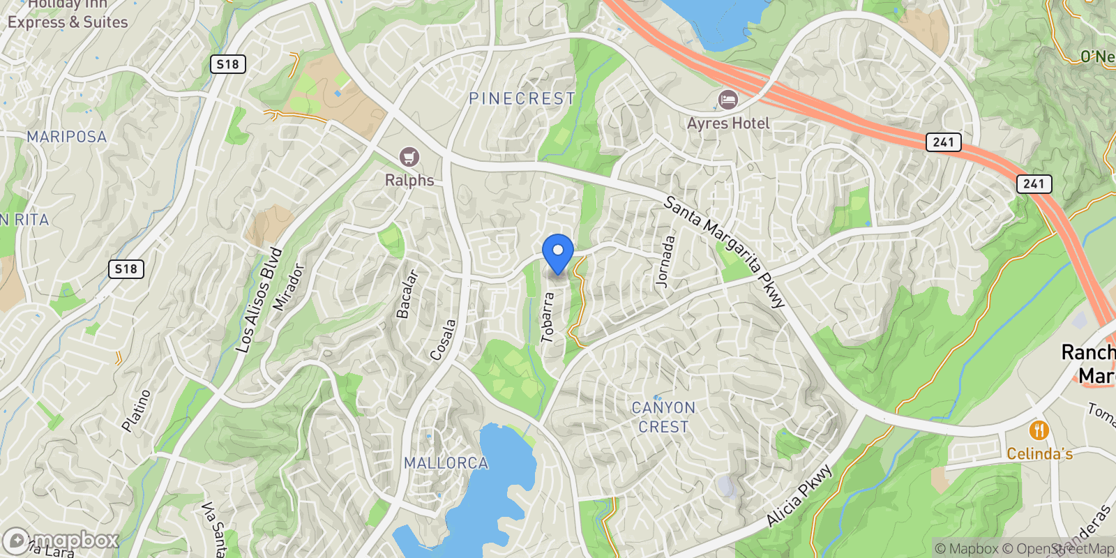 Map showing 28242 Elmwood, Mission Viejo, California, United States.