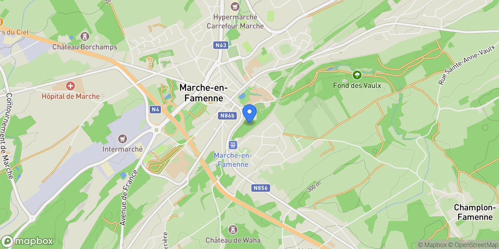 Map showing Marche-en-Famenne, Wallonia, Belgium.