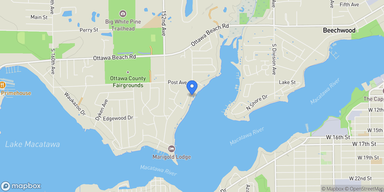 Map showing 229 Norwood Avenue, Holland, MI 49424, West Olive, Michigan, United States.