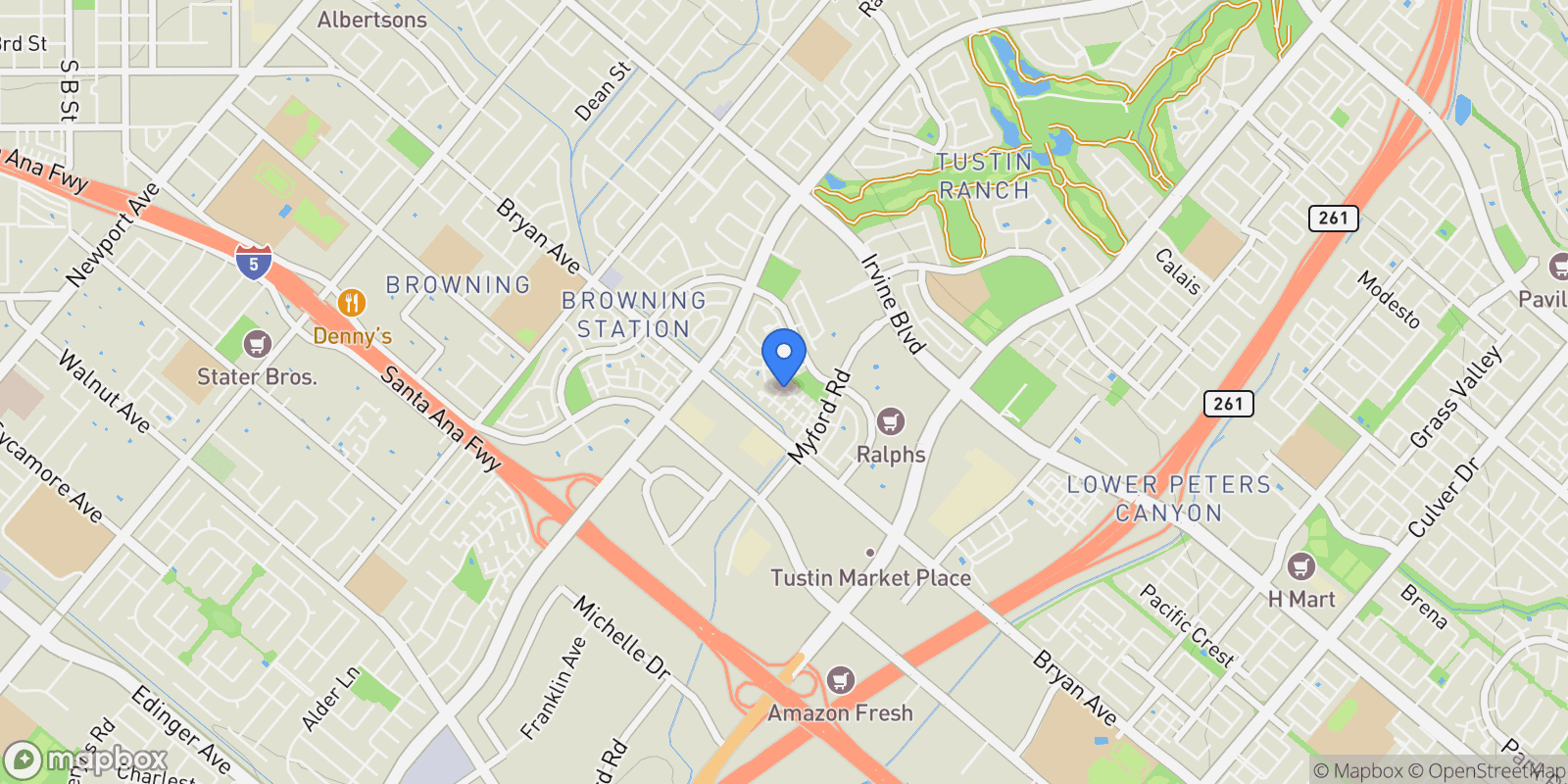 Map showing 13417 Kearney Drive, Tustin, California, United States.