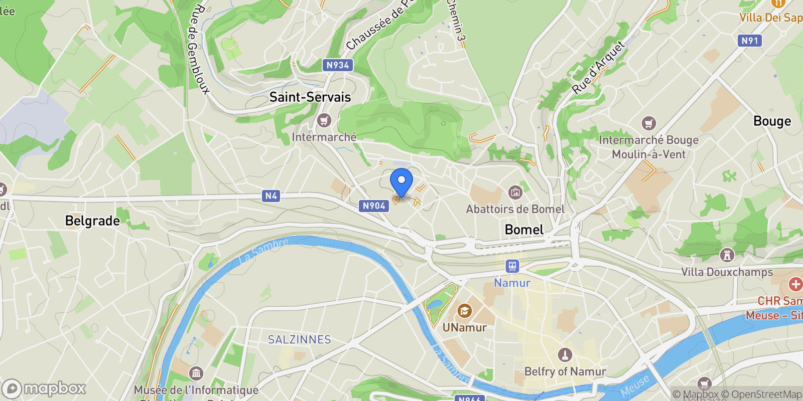 Map showing Namur, Wallonia, Belgium.