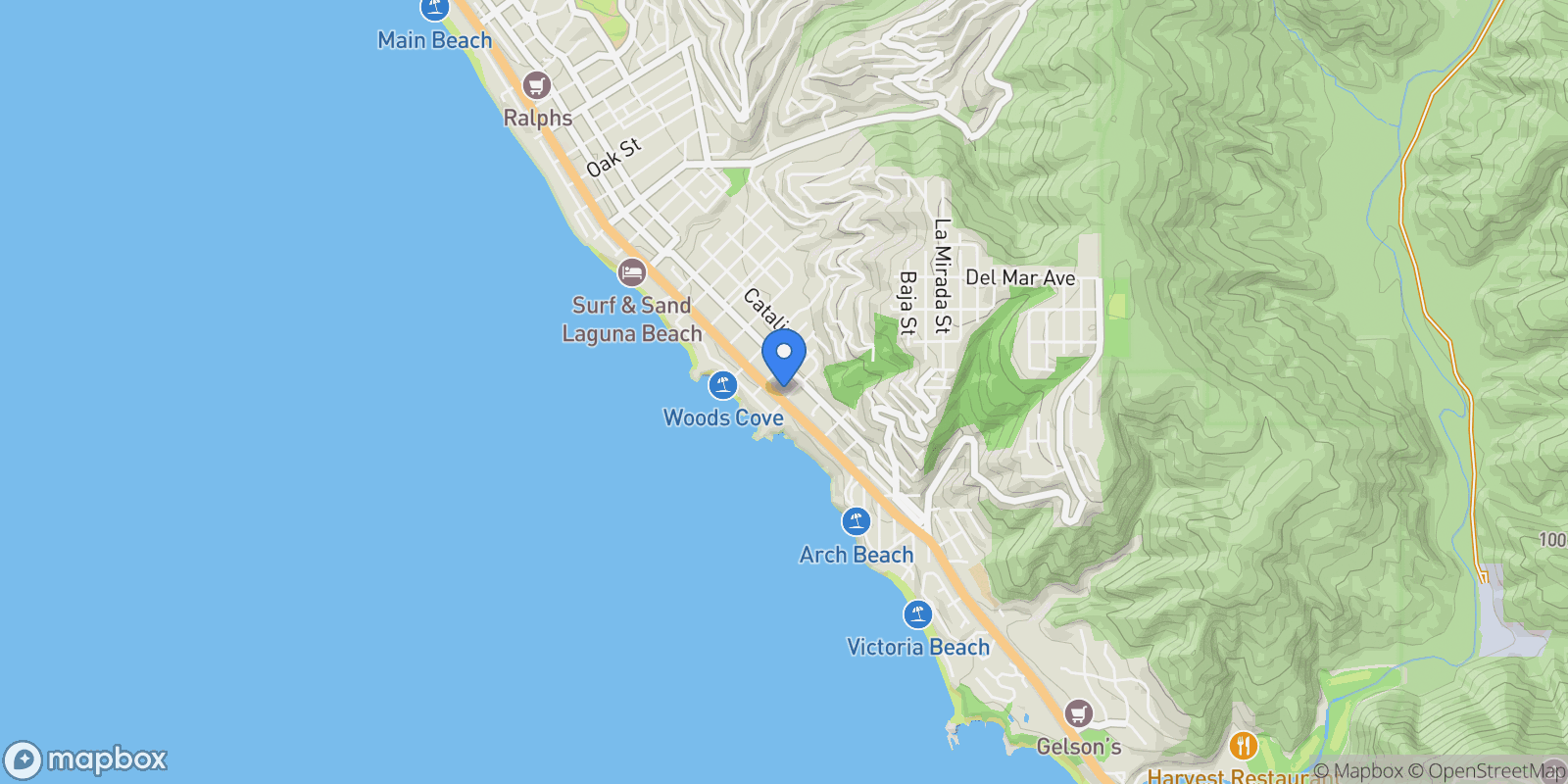 Map showing 240 Moss 2, Laguna Beach, California, United States.