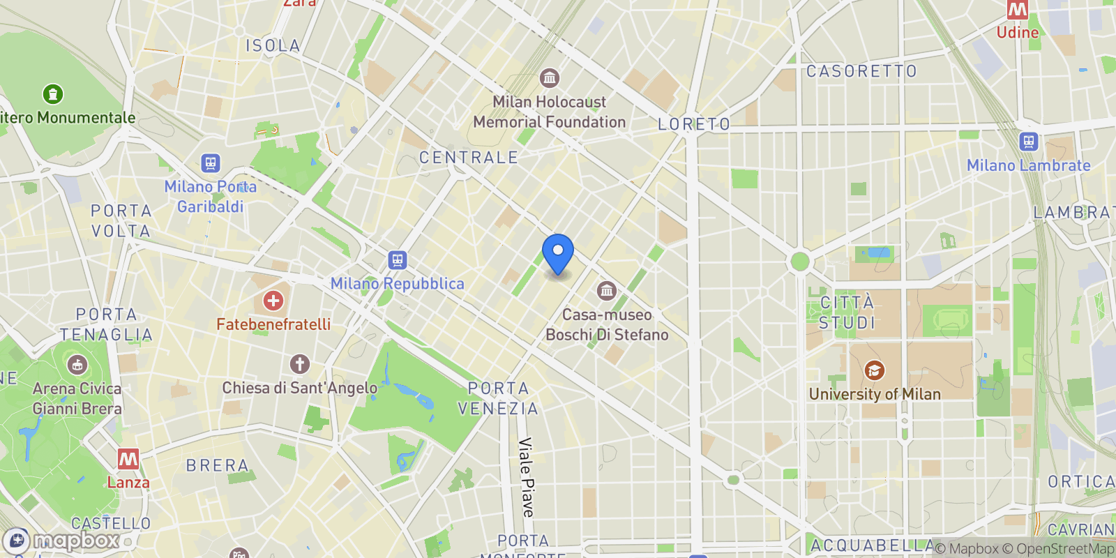 Map showing V. Ruggero Boscovich, 55, 20124 Milano MI, Italy, Milan, Lombardy, Italy.