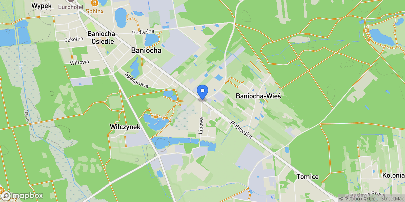 Map showing 05-532 Baniocha, Poland, Baniocha, Masovian Voivodeship, Poland.