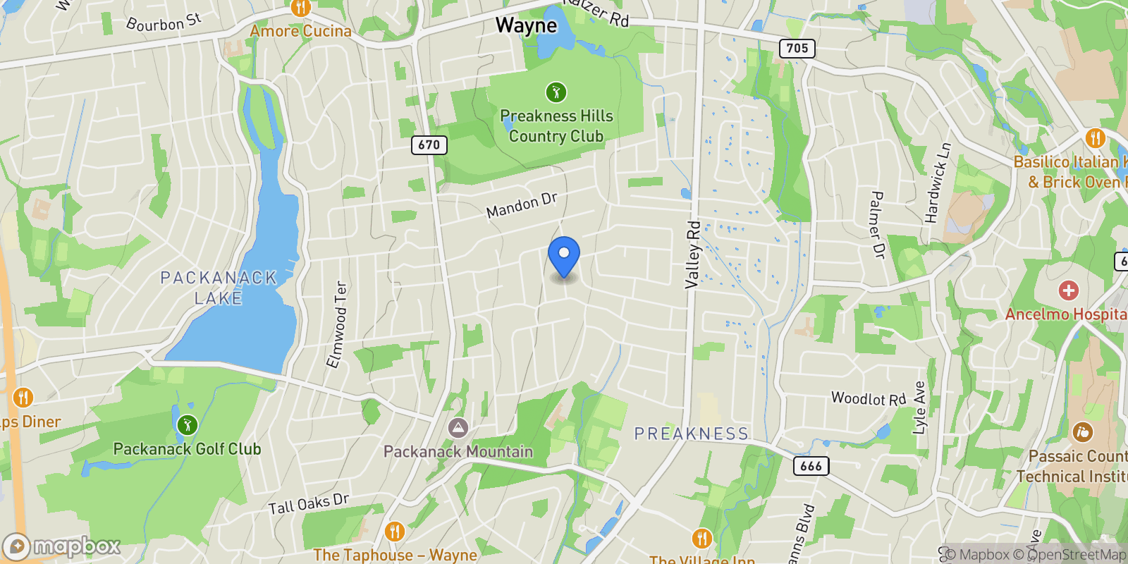 Map showing 12 Clinton Ln, Wayne Twp., NJ 07470, Wayne, New Jersey, United States.
