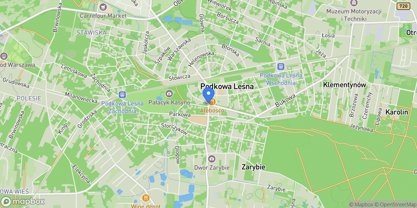 Map showing Podkowa Lesna, Masovian Voivodeship, Poland.