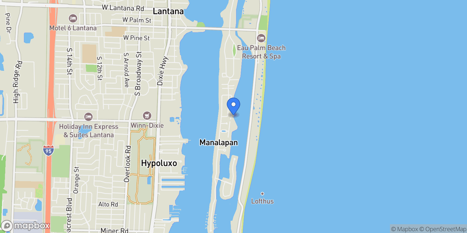 Map showing 1422 SE Atlantic Drive, Lantana, Florida, United States.