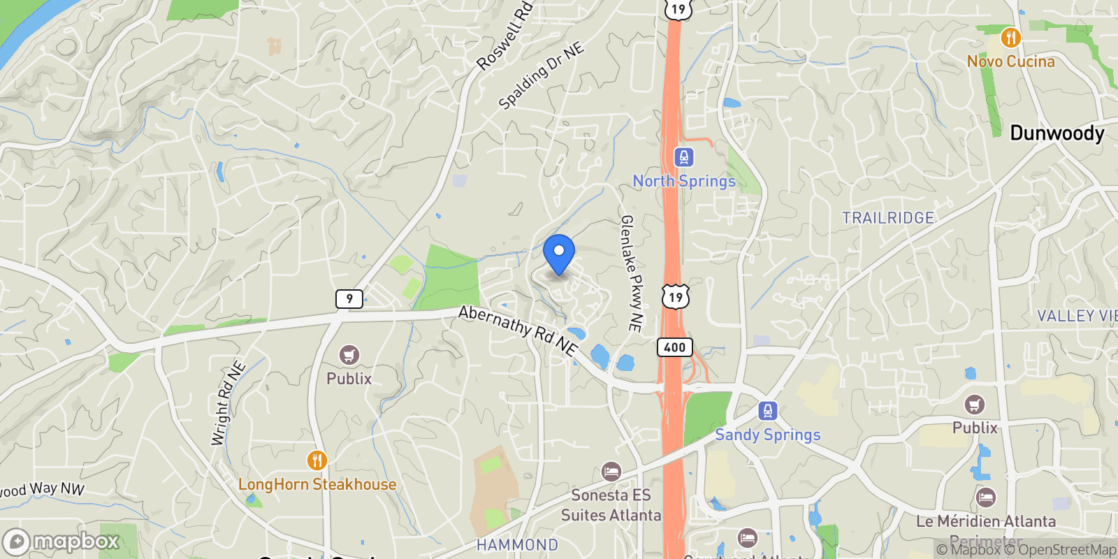 Map showing 6802 Encore Boulevard, Atlanta, Georgia, United States.