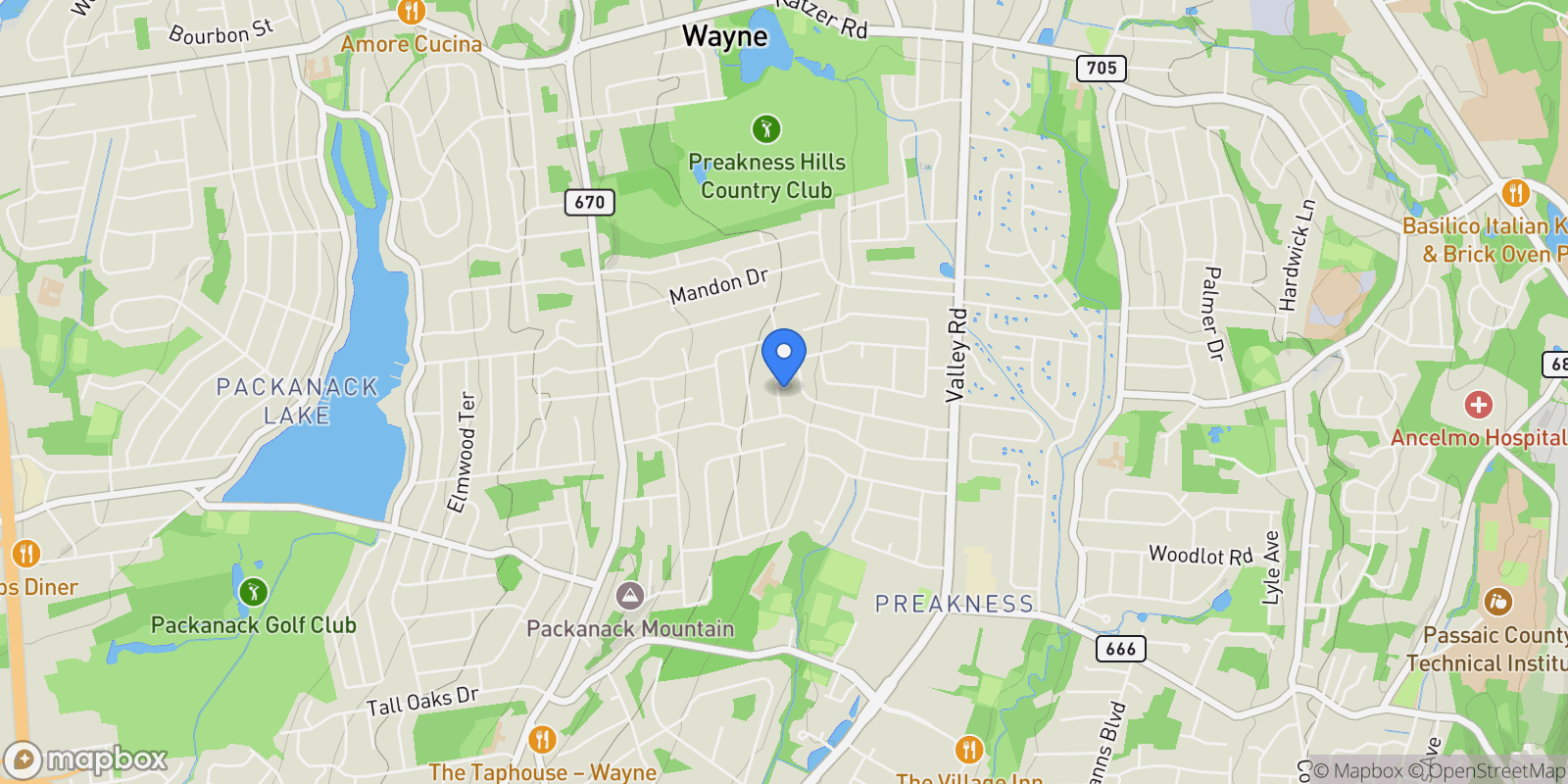 Map showing 12 Clinton Lane, Wayne, NJ 07470, Wayne, New Jersey, United States.