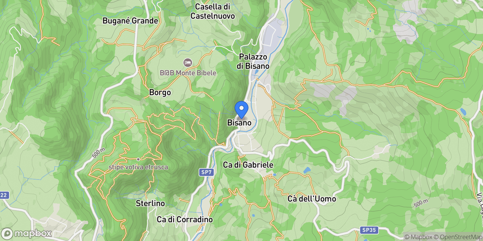 Map showing via borgo bisano, Bisano, Emilia-Romagna, Italy.