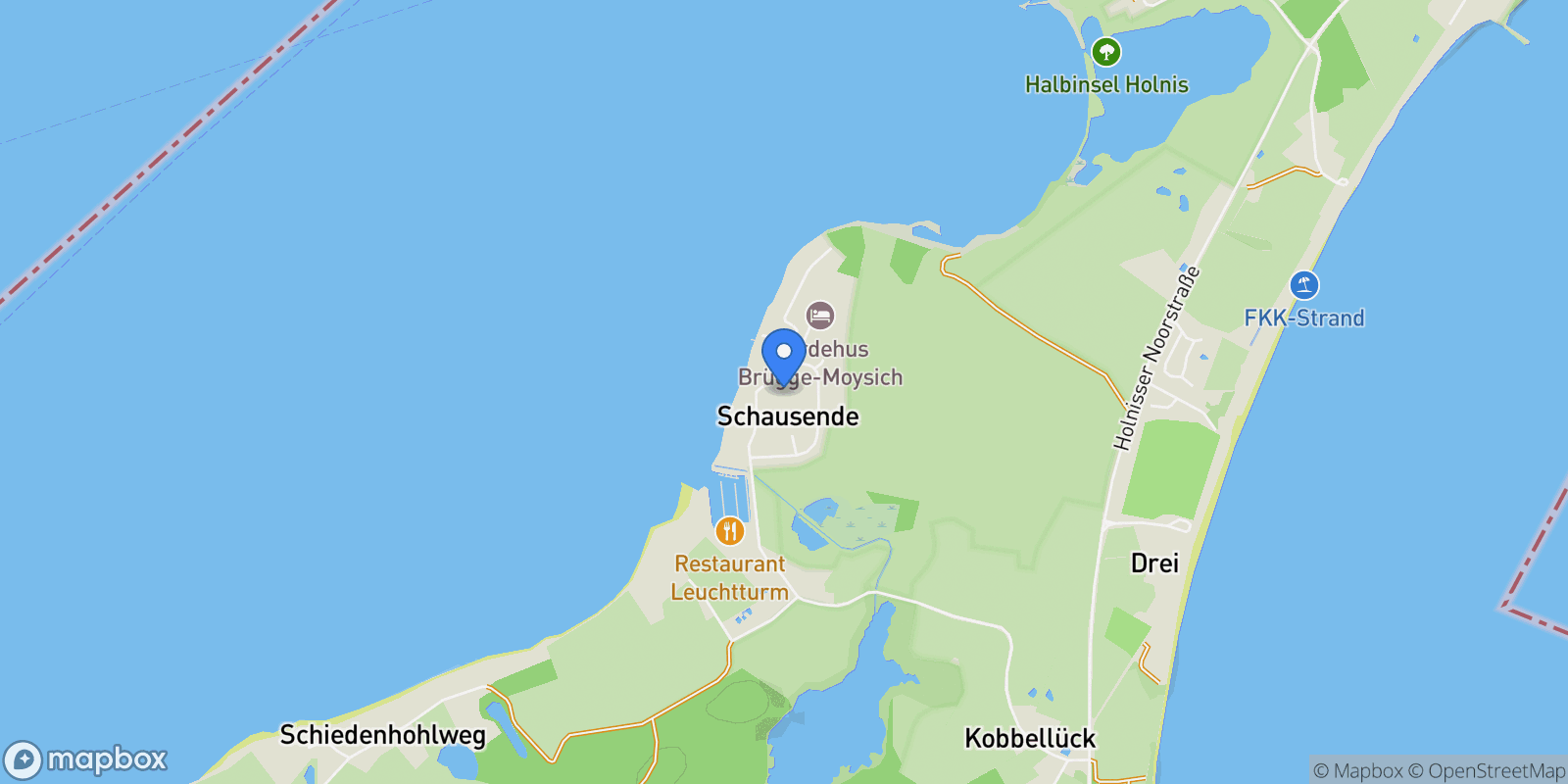 Map showing 24960 Glücksburg (Ostsee)-Schausende, Germany, Glücksburg, Schleswig-Holstein, Germany.