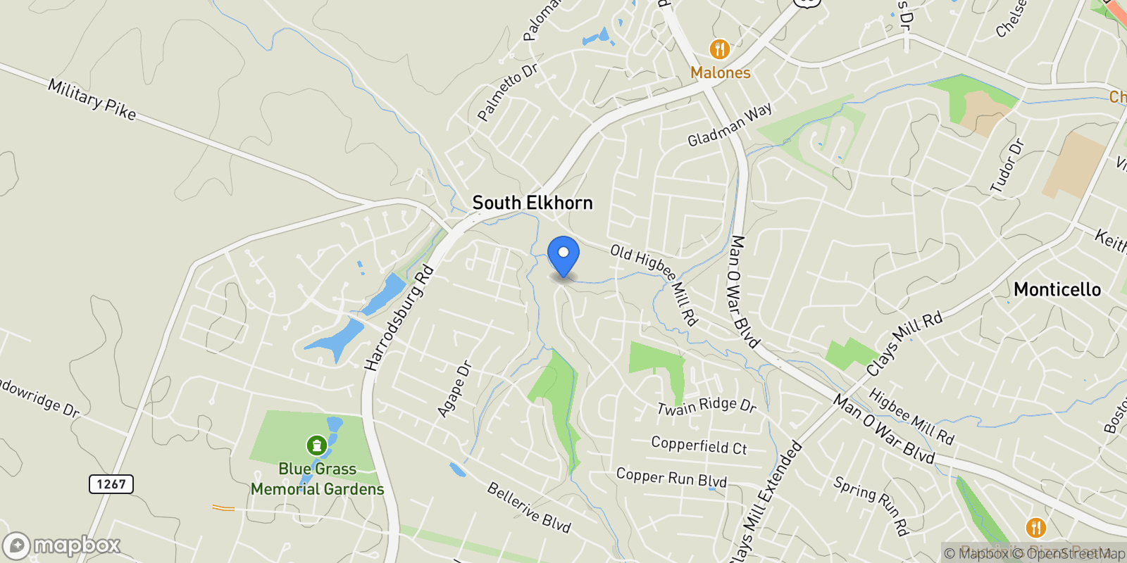 Map showing 2105 Twain Ridge Drive, Lexington, KY 40514, Lexington, Kentucky, United States.