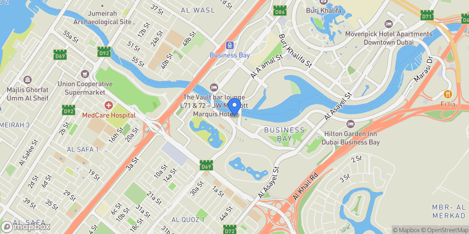 Map showing 57J6+MFG - Business Bay - Dubai - United Arab Emirates, Dubai, Dubai, United Arab Emirates.