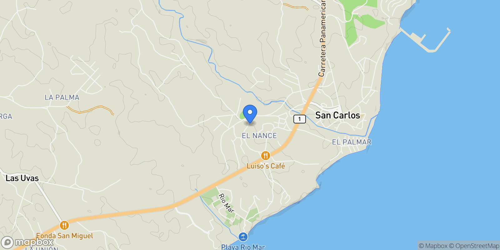 Map showing El Nance, San Carlos, Panama, San Carlos District, Panama, Panama.