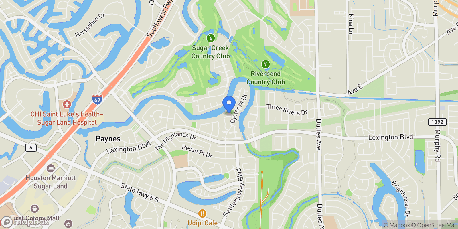 Map showing 3315 Meadowside Drive, Sugar Land, Texas, United States.