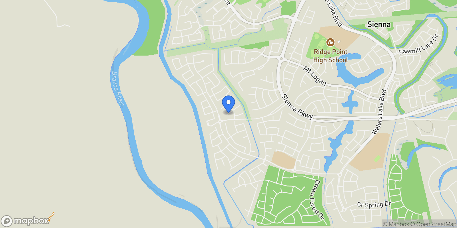 Map showing 8914 Orchard Cove, Missouri City, Texas, United States.