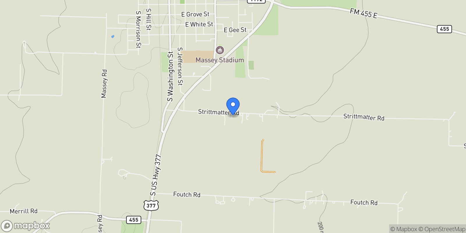 Map showing 10422 Strittmatter Road, Pilot Point, Texas, United States.