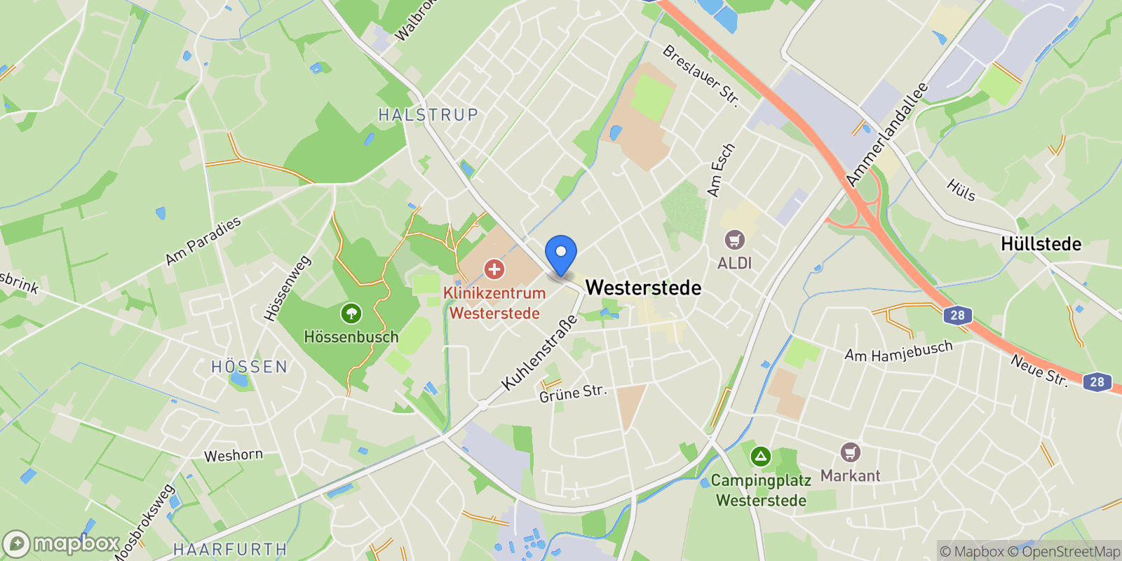 Map showing 26655 Westerstede, Germany, Westerstede, Lower Saxony, Germany.