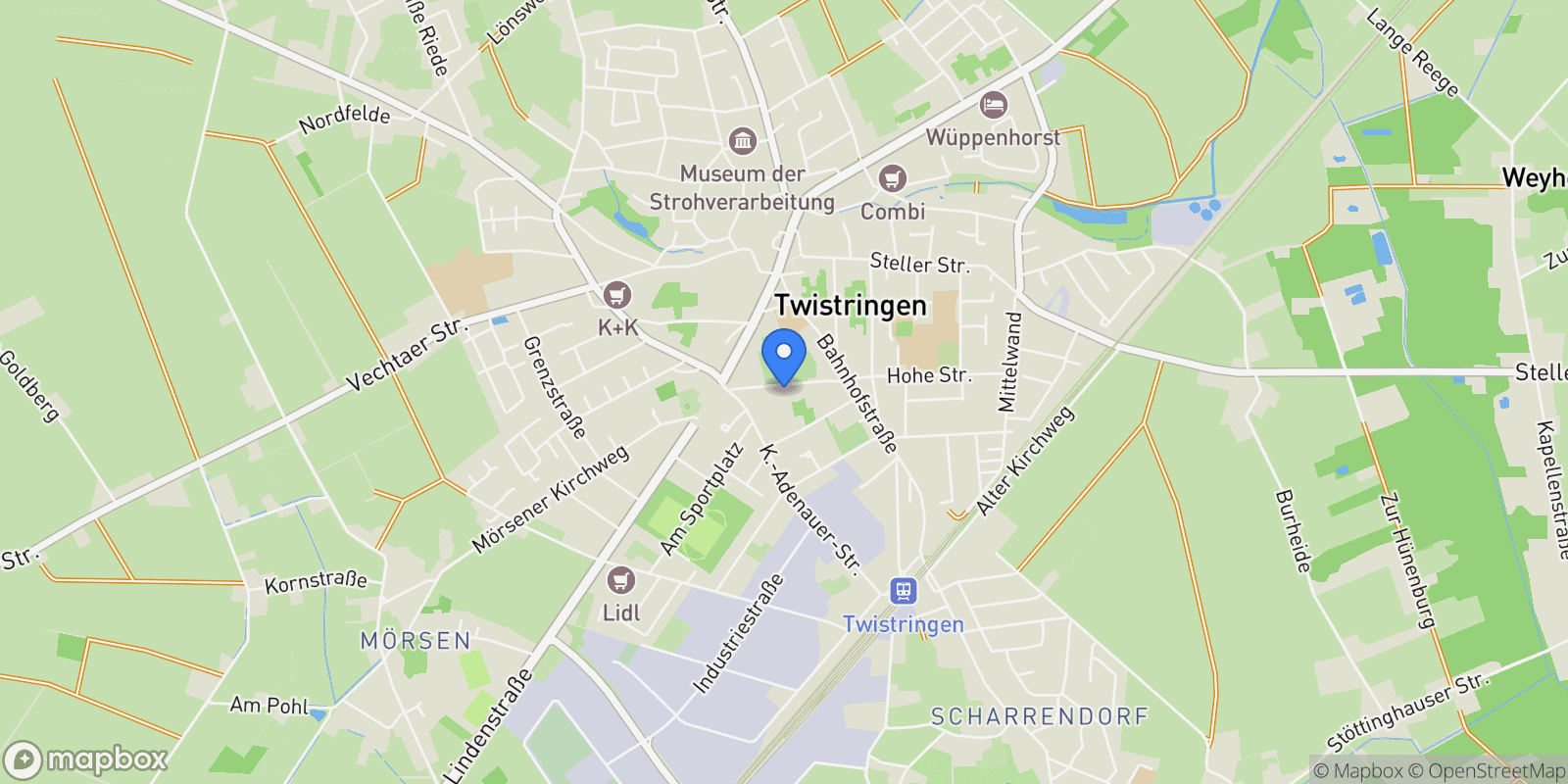 Map showing 27239 Twistringen, Germany, Twistringen, Lower Saxony, Germany.